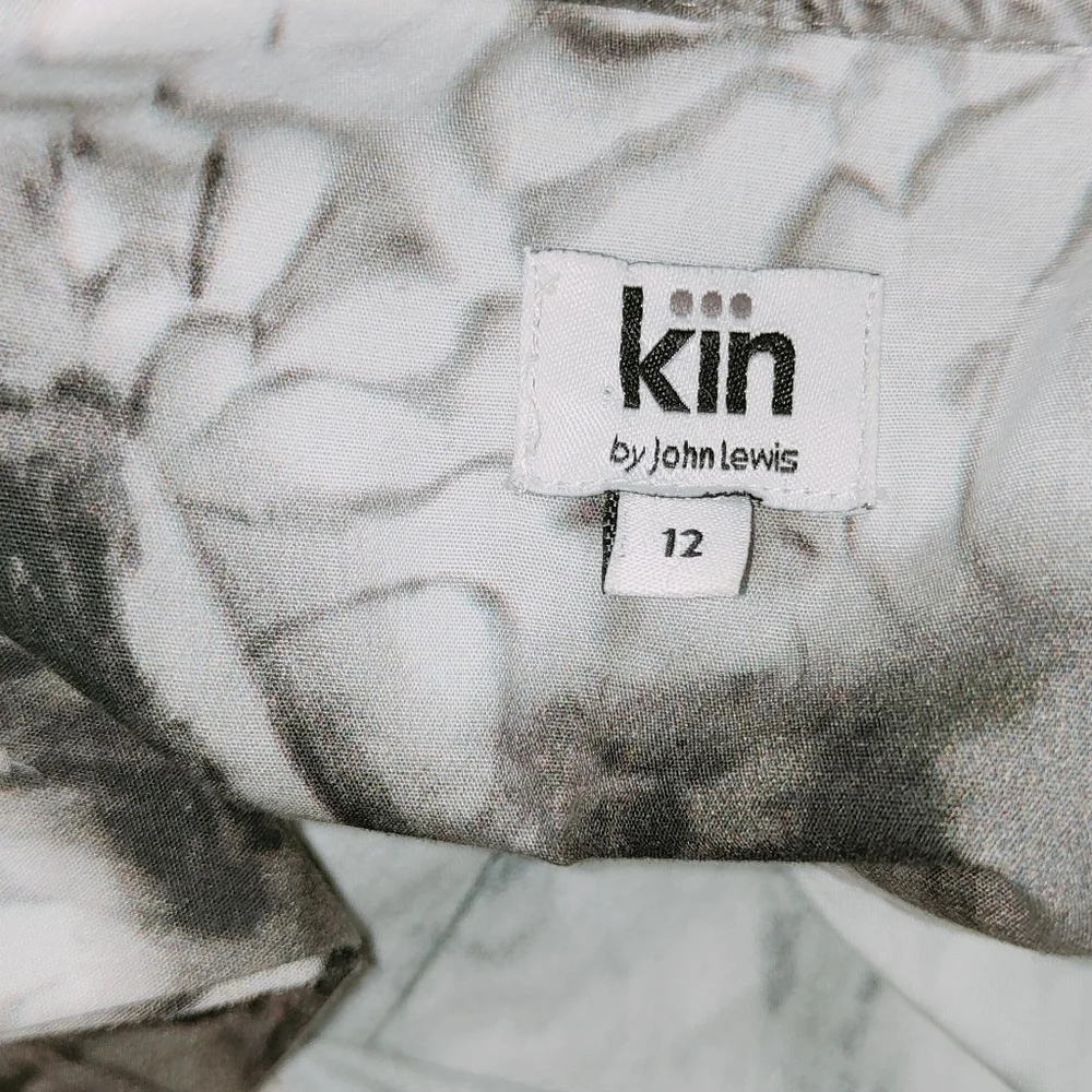 Kin Grey Dress Size UK 12 Marble Print Oversized Lagenlook Pockets Cotton Artsy - Picture 7 of 9